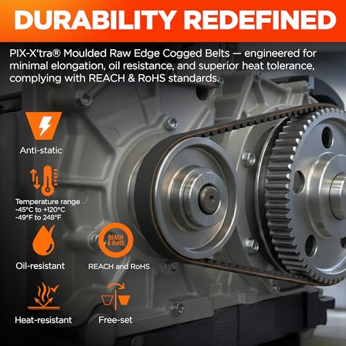 PIX AX26 Cogged V-Belt – 1/2 x 28in OC, Industrial Drive V-Belt for High Horsepower Applications, Compressors, Pumps, Fans, Vacuum Pumps, Blowers, Generators, Heat Exchangers, and Industrial Drives - size: 28in OC