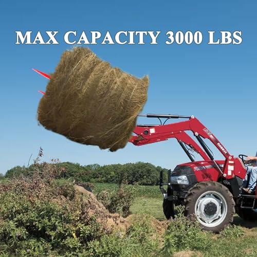49" Tractor Hay Spear & Skid Steer Loader 3000lbs Quick Attach For Tractors,Dual Hay Bale Spear