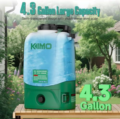 KIMO 4.3 Gal Backpack Sprayer Battery Powered w/ 2x2.0Ah Battery, 6 Nozzles