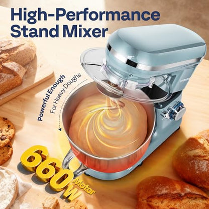 VIVOHOME Stand Mixer, 6-Quart Tilt-Head Kitchen Mixer with Bowl, Blue - color: Pastel Blue