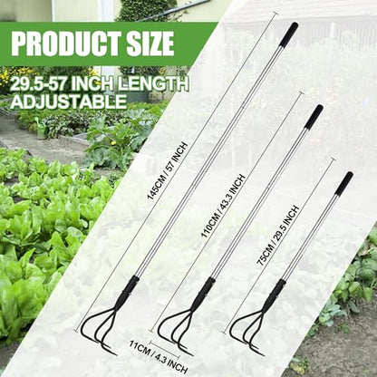YEELOR 3-Tine Long Handle Tiller Garden Cultivator