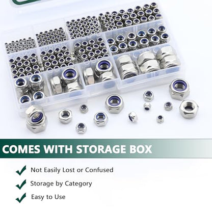 Metric Lock Nut Assortment Kit, 530PCS Nylon Insert Lock Nuts Set - color: Metric 530PCS