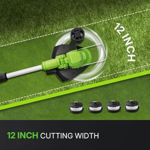WORKIT 20V 3-in-1 Weed Eater/Edger/Mini Mower, Cordless Weed Wacker - size: 12 Inch-2*4.0Ah Battery