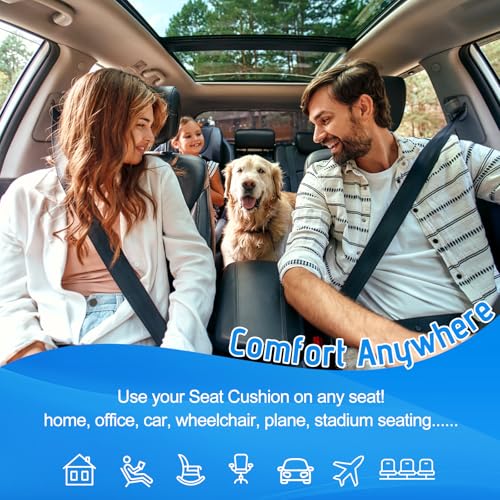 Car Seat Cushion, Driver & Office Comfort, 1.2'' Memory Foam, Black - size: Large