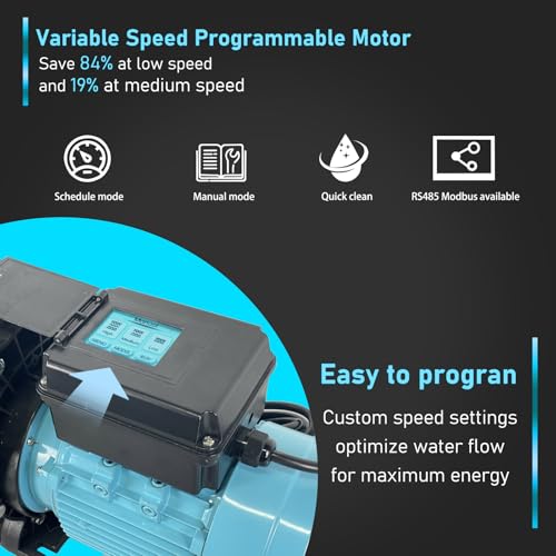 Variable 3-Speed Pool Pump 230V 1.5HP 5880GPH Programmable Pump - color: Blue