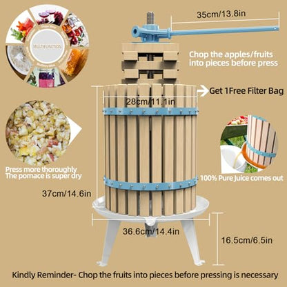 4.75 Gallon/18L fruit press with 7L fruit crusher