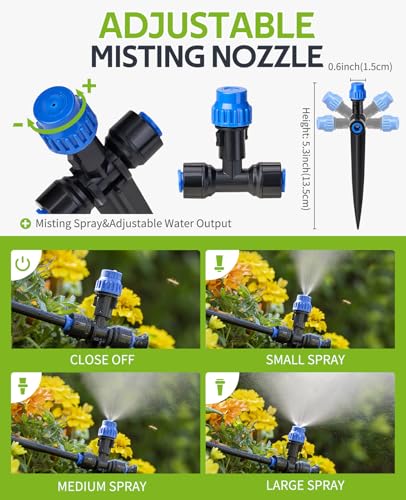 HIRALIY 59FT Drip Irrigation Kit with Water Timer, Quick-Connect - size: 59 feet