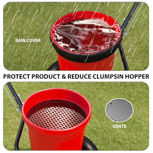 MOUMON 50LBS Push Broadcast Fertilizer Spreader, Walk-Behind Garden Seeder
