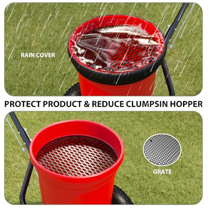 MOUMON 50LBS Push Broadcast Fertilizer Spreader, Walk-Behind Garden Seeder