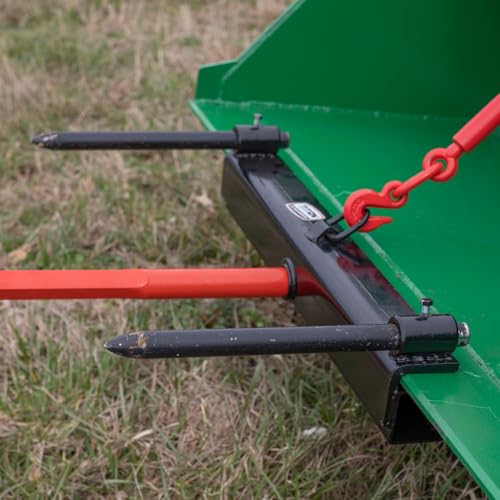 Titan Attachments 49" Hay Bale Spear Attachment with Stabilizer Spears, Universal HD Front Skid Steer Tractor Loader Bucket Attachment, 3000 LB Capacity