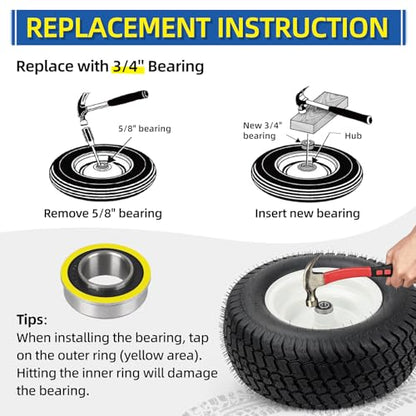 (4 Pack) GICOOL 3/4" Bore Sealed Flange 9Cr18 Steel Ball Bearing, with 19mm ID x 35mm OD x 13mm W for Wheelbarrow, Lawnmower, Hand Trolley, Cart, NHS Tire & Wheels - size: ID 3/4" x OD 1-3/8"