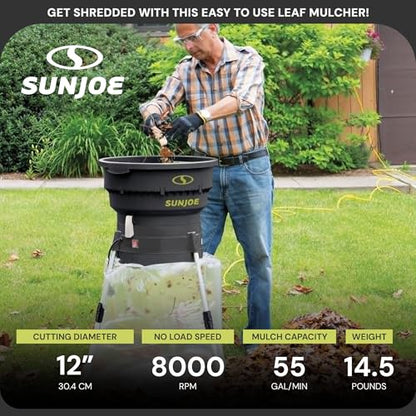 Sun Joe Corded Leaf Mulcher Shredder with Adjustable Control Dial, 8,000 RPM, 13-Amp Motor - Portable Electric Mulching and Shredding Machine for Lawn Care, SDJ616 - style: 13-Amp