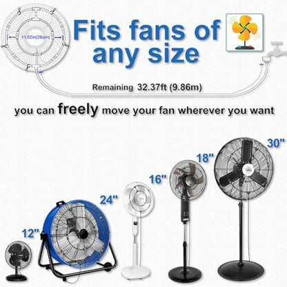 Fan Misting Kit for Outside Patio 35FT, Outdoor Fan Misters Cooling System - size: 33FT