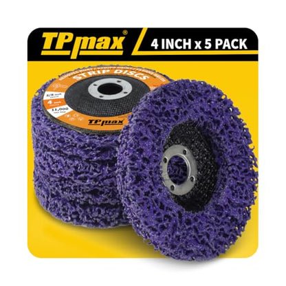 TPmax 4 inch Stripping Discs Rust Remover Discs Remove Paint and Oxidation 5/8 inch Arbor Clean Discs Poly Strip Disc Angle Grinding Wheel - 5 Pack(Purple) - style: 4" x 5/8''