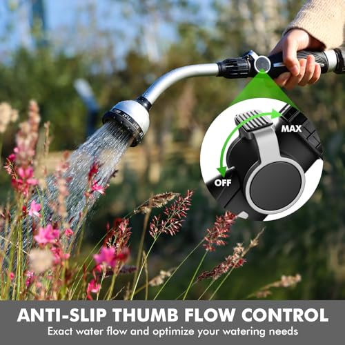 RESTMO Watering Wand Heavy Duty, 15-Inch Long Hose Nozzle Sprayer - color: Silver