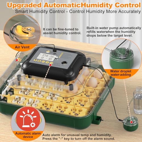 25 Egg Incubator for Hatching Eggs with Automatic Egg Turning, Temperature & Humidity Display, Hatch Day Countdown, Auto Water Refilling System, Egg Candler, Multifunctional Egg Tray for Chicken - size: M-125 Quail Eggs