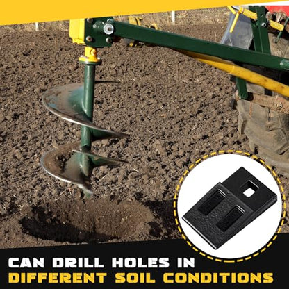 Hicarer 4 Pack 3 Point Auger Cutting Edge with Screw Square Hole Replacement Auger Teeth with Hardware for Most Heavy Duty 3 Point Post Hole Digger