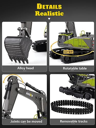 Gemini&Genius Alloy Excavator Model Construction Digger Engineering Vehicle - color: Green