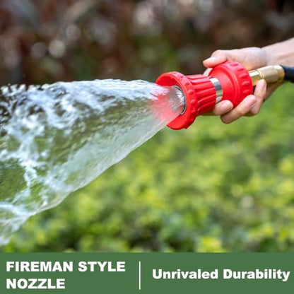 FANHAO Fireman Style Garden Hose Nozzle, High Pressure Adjustable Sprayer - color: Red