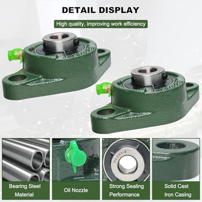 2 Pack UCFL201-8 Pillow Block Bearing - Flange Mounted Pillow Block Bearings - Bearing Steel Bearings with 1/2" Bore - Self Alignment - style: UCFL201-8
