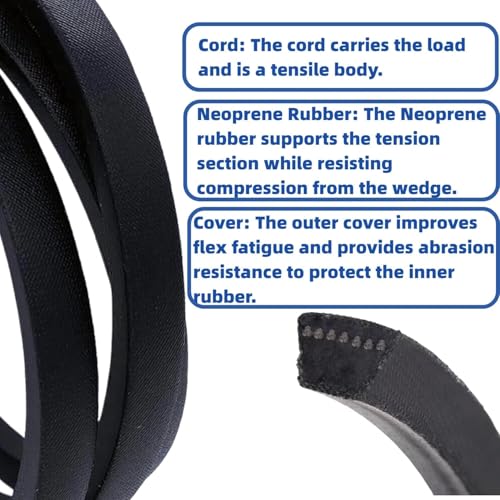 Lawn Mower Deck Replacement Belt 1/2" x 95 1/2" for Ariens 936047 936060 936061 YT19H 936046 936051 936052 936064 936065 936070 Lawn Tractor with 42 Inch Decks 21547082 21547188