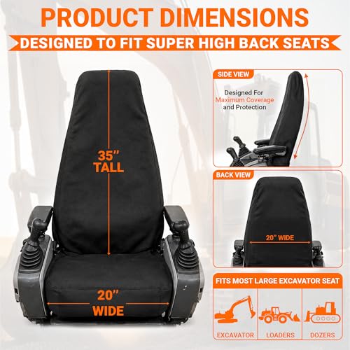Jay's Equipment Seat Covers Super High Back, Heavy-Duty Canvas 20X35 - color: Black