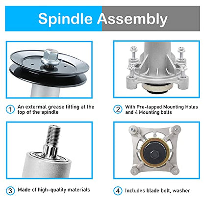 46'' Deck Mower Rebuild Kit 187292 192870 Spindle with 105 3/4" x 1/2" Belt 532405143 with 195945 197473 Pulleys for Husqvarna YTH22V46 2346XLS YTA1946 YTA22V46 YTH18K46 - size: 46'' Deck Spindle Belt Kit