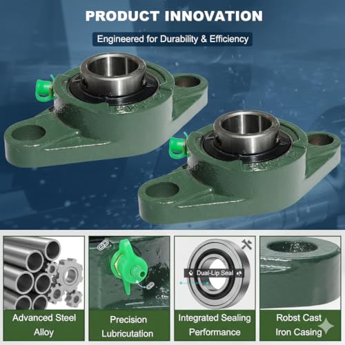 UCFL211-34 Premium 2 Bolt Flange Bearing 2 1/8" Bore Self-Alignment Farm Machinery Conveyor Manufacturing Equipment - size: UCFL211-34 (2-1/8")