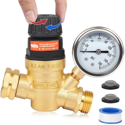 OULEME Adjustable RV Water Pressure Regulator Valve, Lead-Free Brass