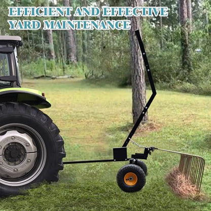 ATV Pull Behind Landscape Rake,60-inch Pine Straw Rake,Steel Pull Behind Dethatcher for Tractor, ATV, UTV,