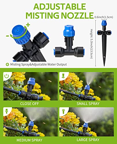 HIRALIY 59FT Drip Irrigation Kit, Quick-Connect Garden Watering System - size: 59 feet