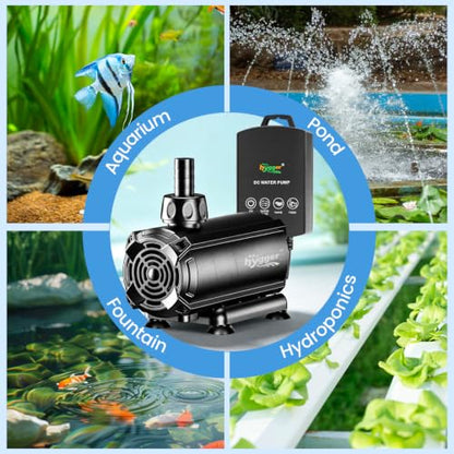hygger Submersible Pump 800GPH, 27W Water Fountain Pump With Controller - size: 800GPH 27W