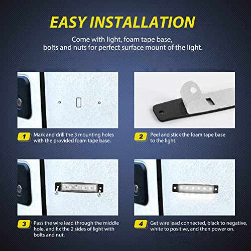 Nilight 10PCS 3.8" 6LED White LED Indicator Clearance Marker Lights - color: 3.8" White 10Pcs