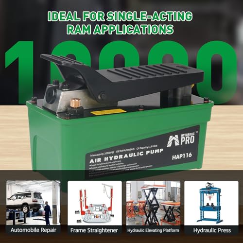 Air Hydraulic Pump, 10000 PSI High Pressure Output, Foot Pedal Pump, Green - color: Green