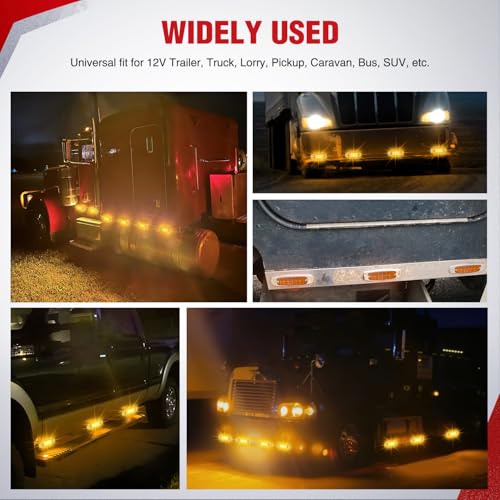 Nilight 6.3" Amber Rectangle Side Marker Light with High Low Strobe - color: Amber 6.3" 20Pcs