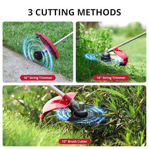 26cc Gas Powered String Trimmer, 3IN1 Weed Wacker, Edger & Brush Cutter - color: Black
