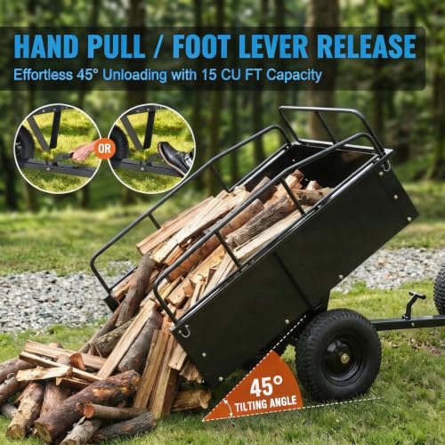 800LBS Steel ATV Dump Trailer, Tow Behind Cart for Lawn Tractor Mower