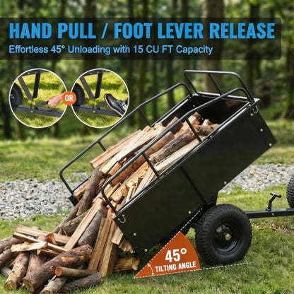 800LBS Steel ATV Dump Trailer, Tow Behind Cart for Lawn Tractor Mower