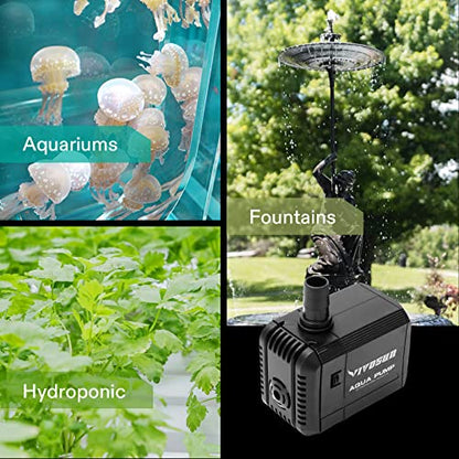 VIVOSUN 2-pack 210GPH Submersible Fountain Water Pump for Pond, Aquarium - size: 6"×5"-210-2-pack