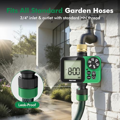 RESTMO Water Timer, Oversized LCD Sprinkler Timer with Brass Inlet - size: Digital-1 Zone