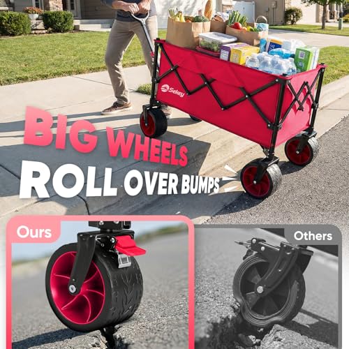 Sekey 250L Beach Wagon, 400 lb Capacity, Foldable, All-Terrain Wheels - color: Pink