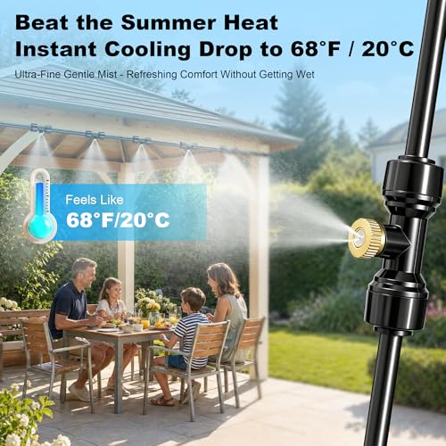 Thiswing 100 FT Dual-Line Misting Cooling System with 24 Brass Nozzles