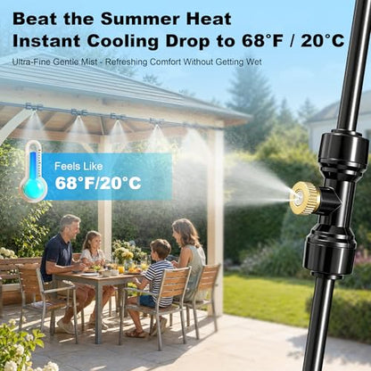 Thiswing 100 FT Dual-Line Misting Cooling System with 24 Brass Nozzles