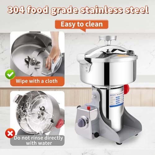 2000g Electric Grain Mill 36000r/min High-speed Grain Mill 3500W Superfine Powder Grinder Dry Grinder Machine 270° swingable Dry Material Grinding Machine 304 Stainless Steel herb grinder - size: 2000g