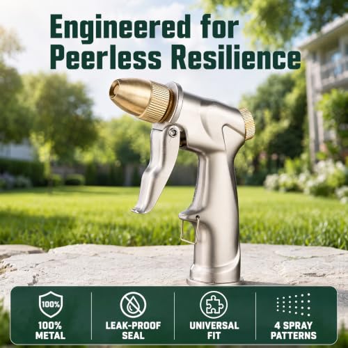 Metal Garden Hose Nozzle 4 Modes Leak Proof High Pressure Lawn Car