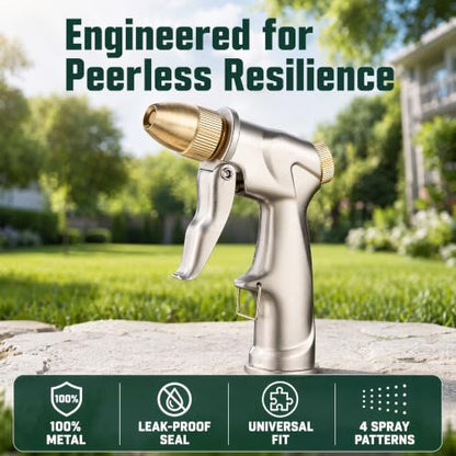 Metal Garden Hose Nozzle 4 Modes Leak Proof High Pressure Lawn Car