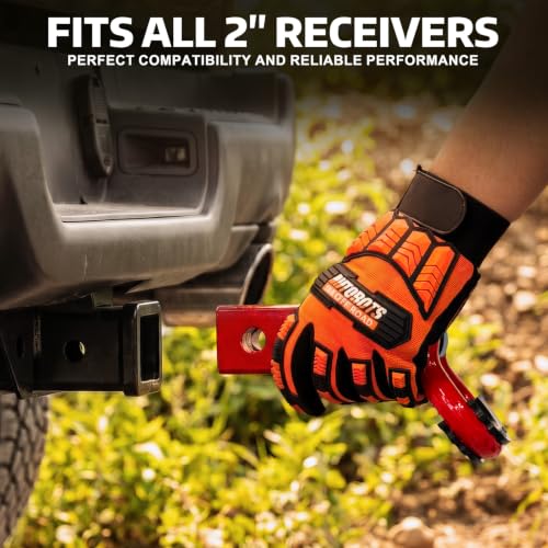 AUTOBOTS Shackle Hitch Receiver 2", Heavy Duty Recovery Hitch Red-Red - color: RED-RED
