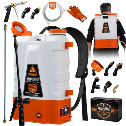 PetraTools HD4000 Battery Powered Backpack Sprayer, 8 Hr Runtime, 9 Nozzles - style: HD4000 Pro Series