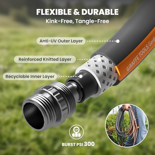Giraffe Tools 25FT Lay Flat Garden Hose 50% Lighter Water Hose - size: 25FT
