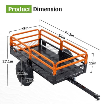 Garden Carts 1500LBS Heavy Duty Steel Dump Cart Trailer